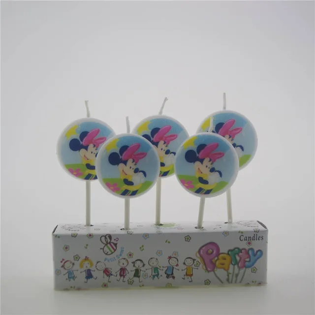 Sky blue HOT Birthday Number 0-9 Candles Cartoon Mickey Minnie Mouse Happy Birthday Candle Cake Cupcake Topper Party Decoration Supplies - Color: Sky blue