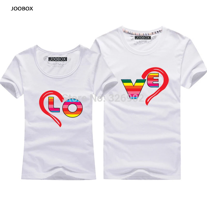 Новинка 2015 обновления пары сердце Для мужчин и женщин любовь футболки Printing100 %