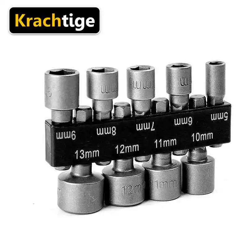 Krachtige 9 шт., шуруповерт с шестигранным хвостовиком, сверло, адаптер, гаечный ключ, винт, инструмент 5 мм-13 мм