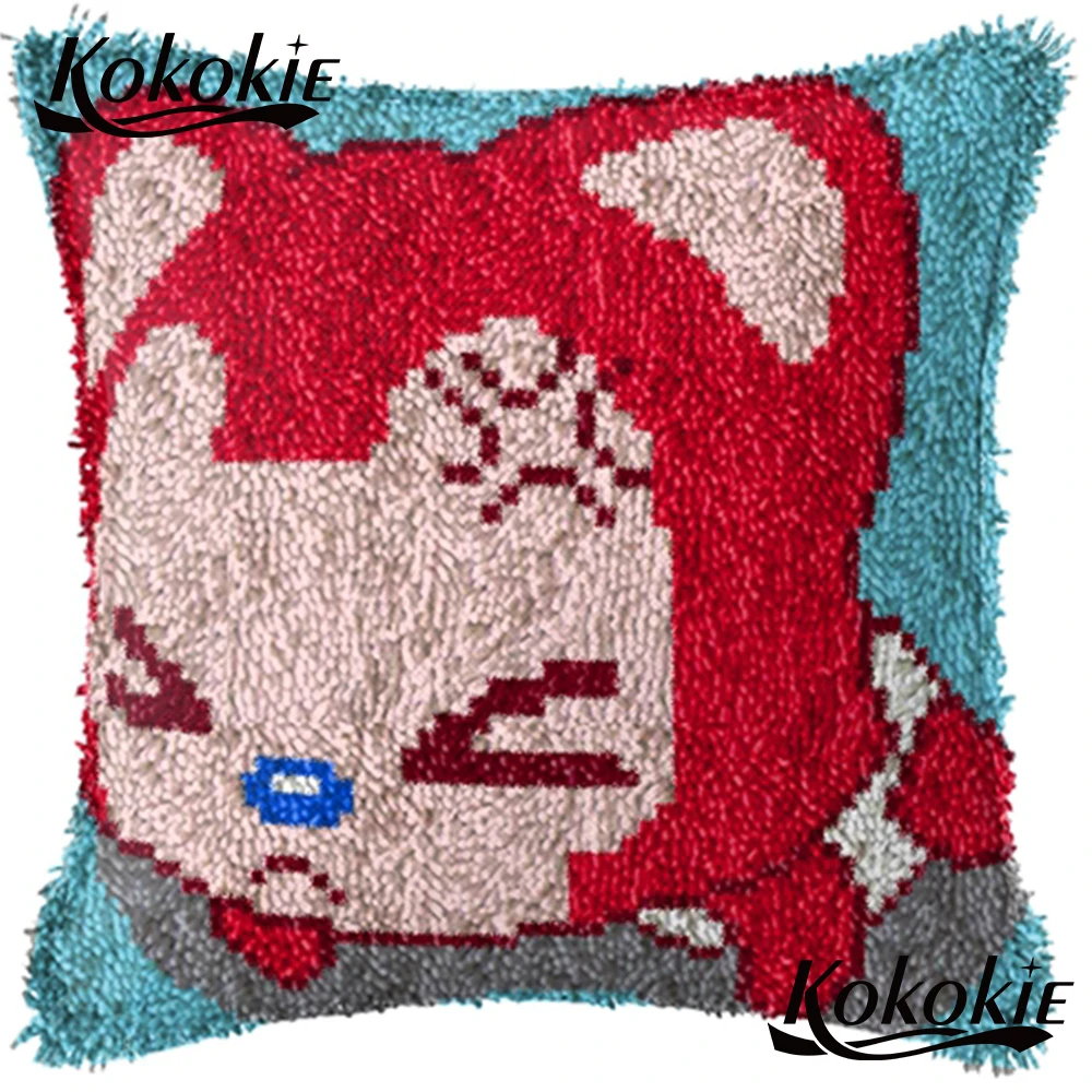 

Latch Hook Kits diy rug pillow Mat fox pattern 3d carpet Cross Stitch Needlework Cushion Crocheting Rug Embroidery pillowcase