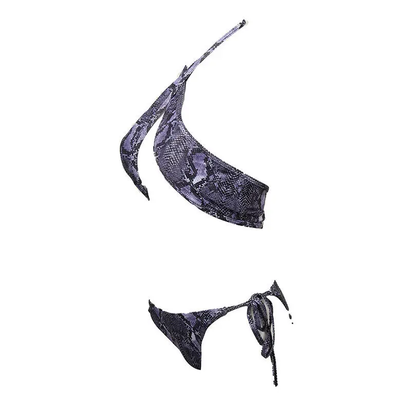 Женский купальник бикини бандо с низкой талией и леопардовым принтом