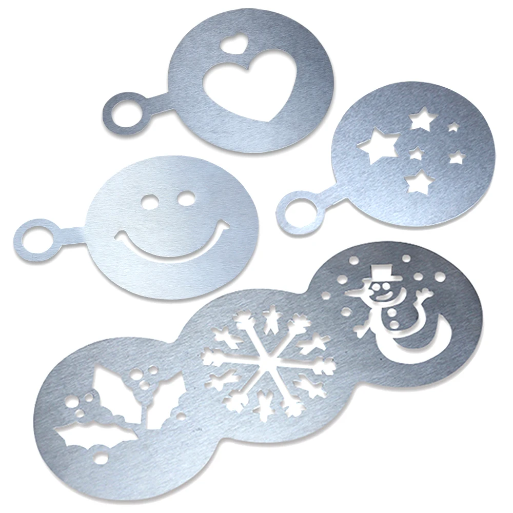 4 шт./компл. трафареты для кофе из нержавеющей стали|embossing mold|embossed stencilembossing set |