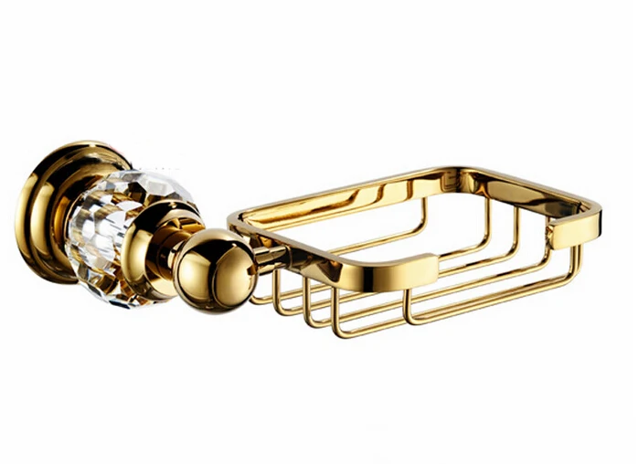 Хрустальные и латунные золотые аксессуары для ванной комнаты Мыльницы/мыльница