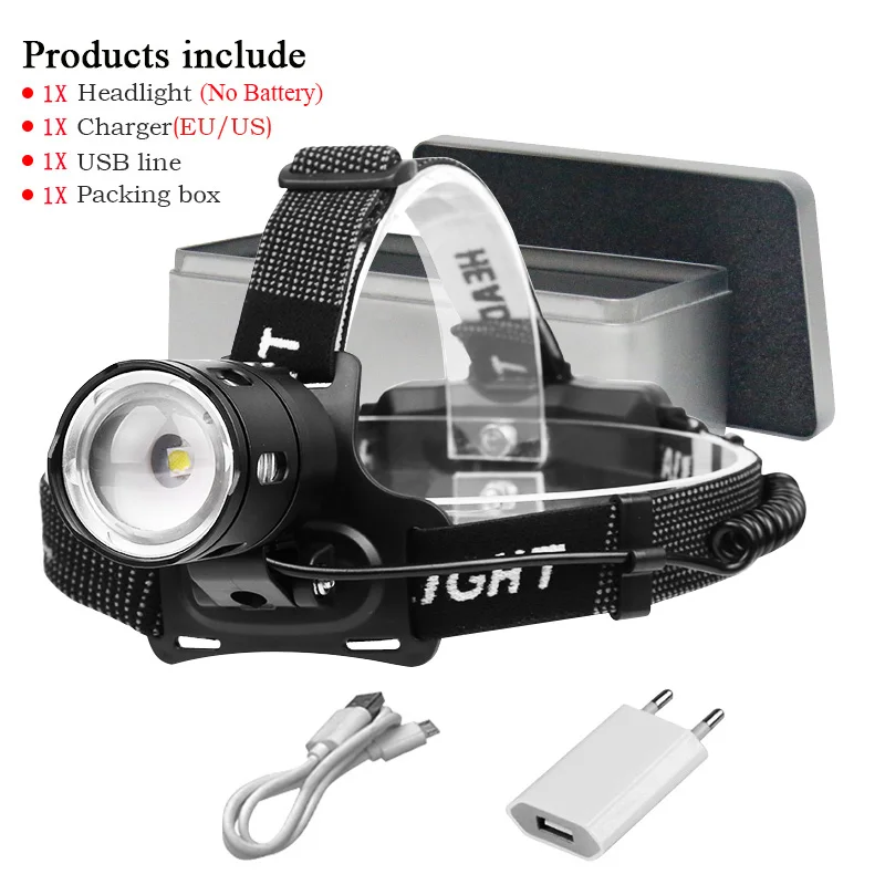Super bright Head lamp 7000lm XHP70.2 LED Headlamp XHP70 Camping ZOOM headlamp Flashlight Outdoor V6 Torch led USB 18650Battery - Испускаемый цвет: DHT313H1-BOX