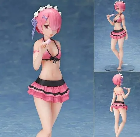 NEW hot 15cm Re Zero kara Hajimeru Isekai Seikatsu Rem Ram swimsuit collectors action figure toys Christmas gift toy with box