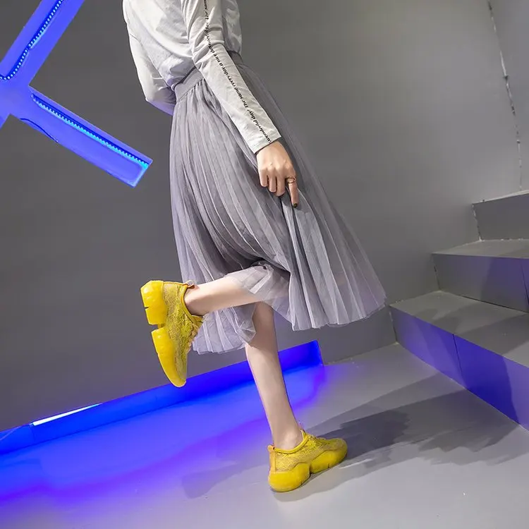 Повседневная Белая обувь; женские кроссовки на массивной платформе; zapatos de mujer; chaussures femme; модная женская дышащая обувь
