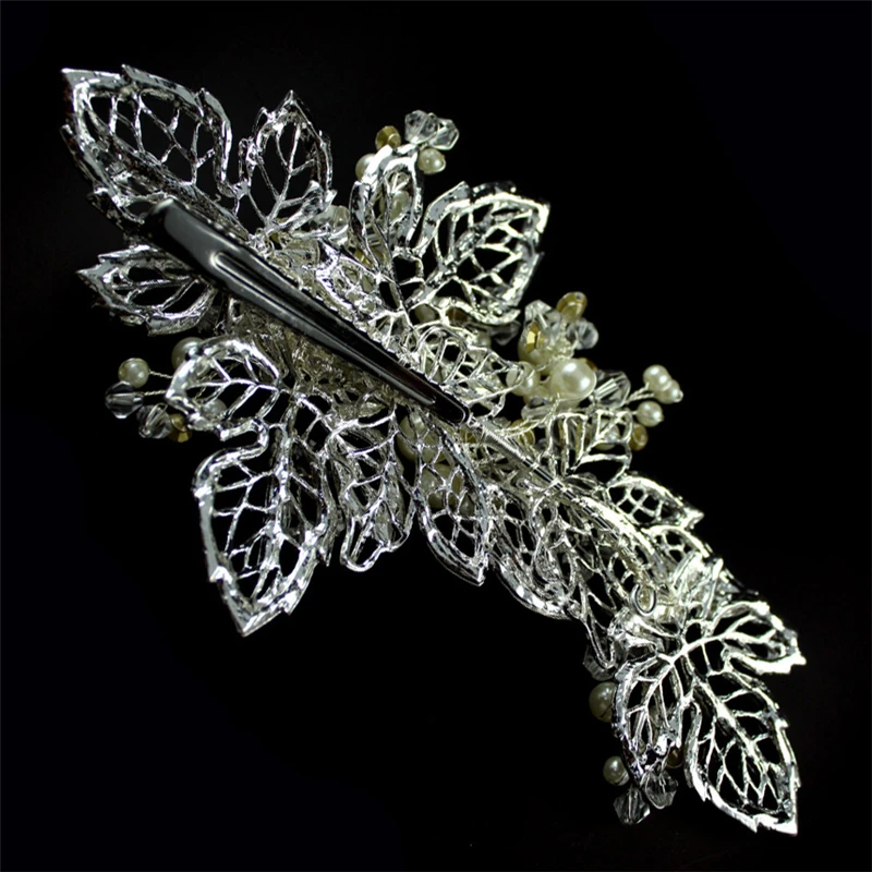 Элегантные свадебные аксессуары для волос серебра ручной работы со стразами и