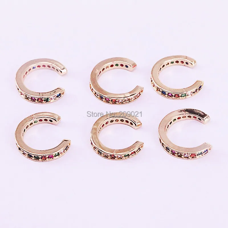 

8Pairs High Quality women cuff earring with gold plating cz rainbow cubic zirconia fashion jewelry