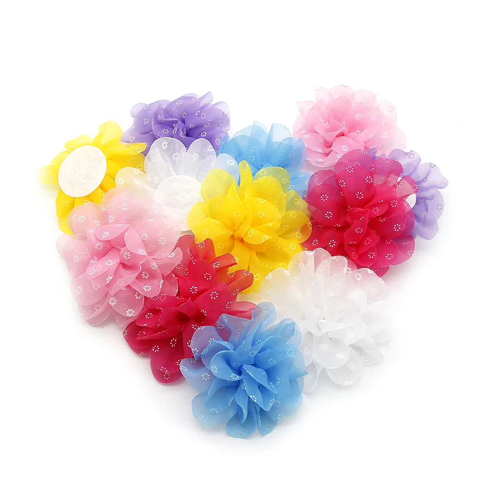 Давид аксессуары шифоновые потертые цветы с блестками 25 штук для поделок ручной работы материалы детская лента для волос банты для волос, 25Yc4818