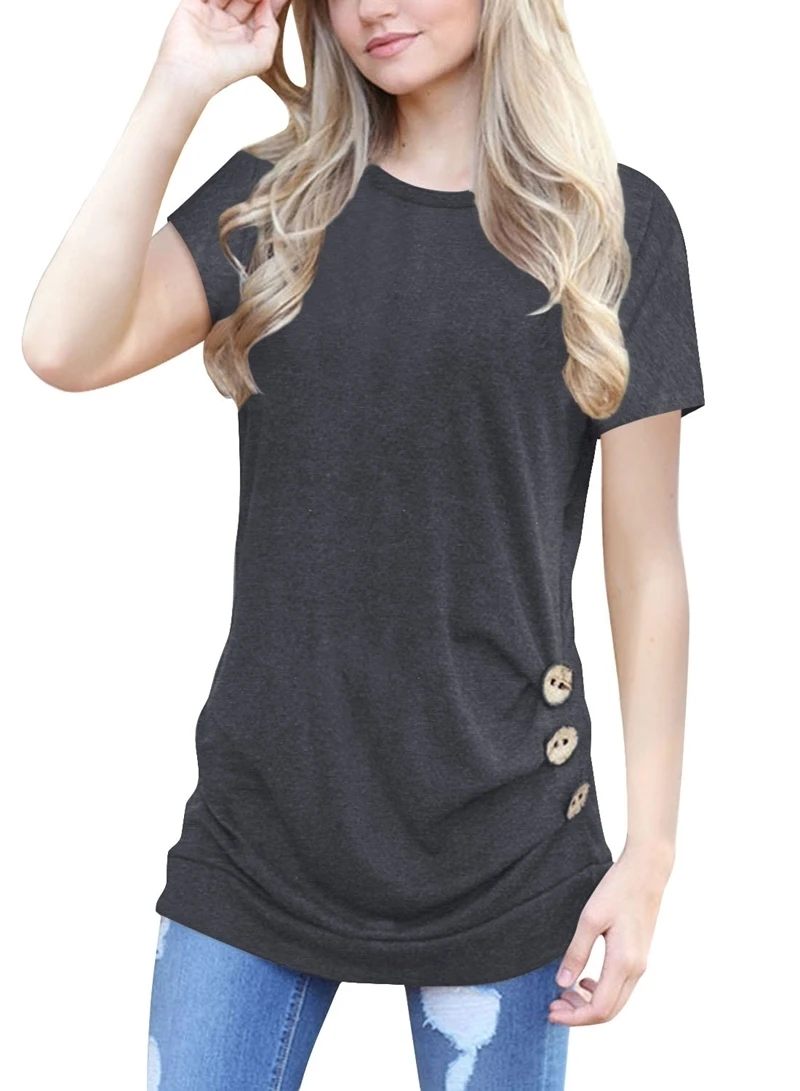 Зеленая Женская хлопковая Футболка с О образным вырезом однотонные свободные 2018