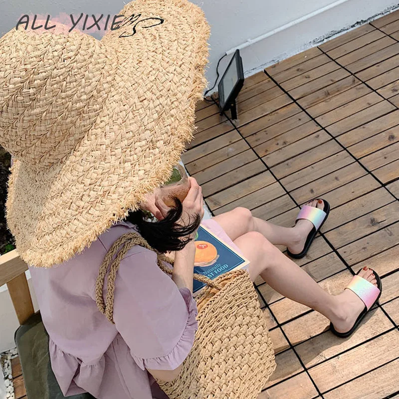 Все YIXIE2019 летние новые модные женские тапочки повседневные радужные шлепанцы на