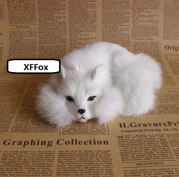 

cute real life white fox model plastic&furs simulation curling fox doll gift about 18x5x11cm xf1728