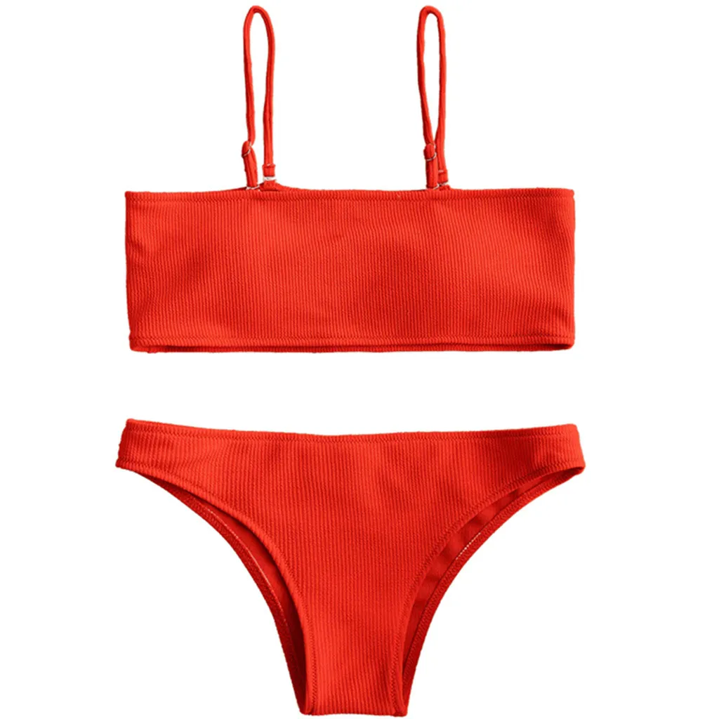 Женский купальник бикини SAGACE однотонный с открытыми плечами пуш ап топ со