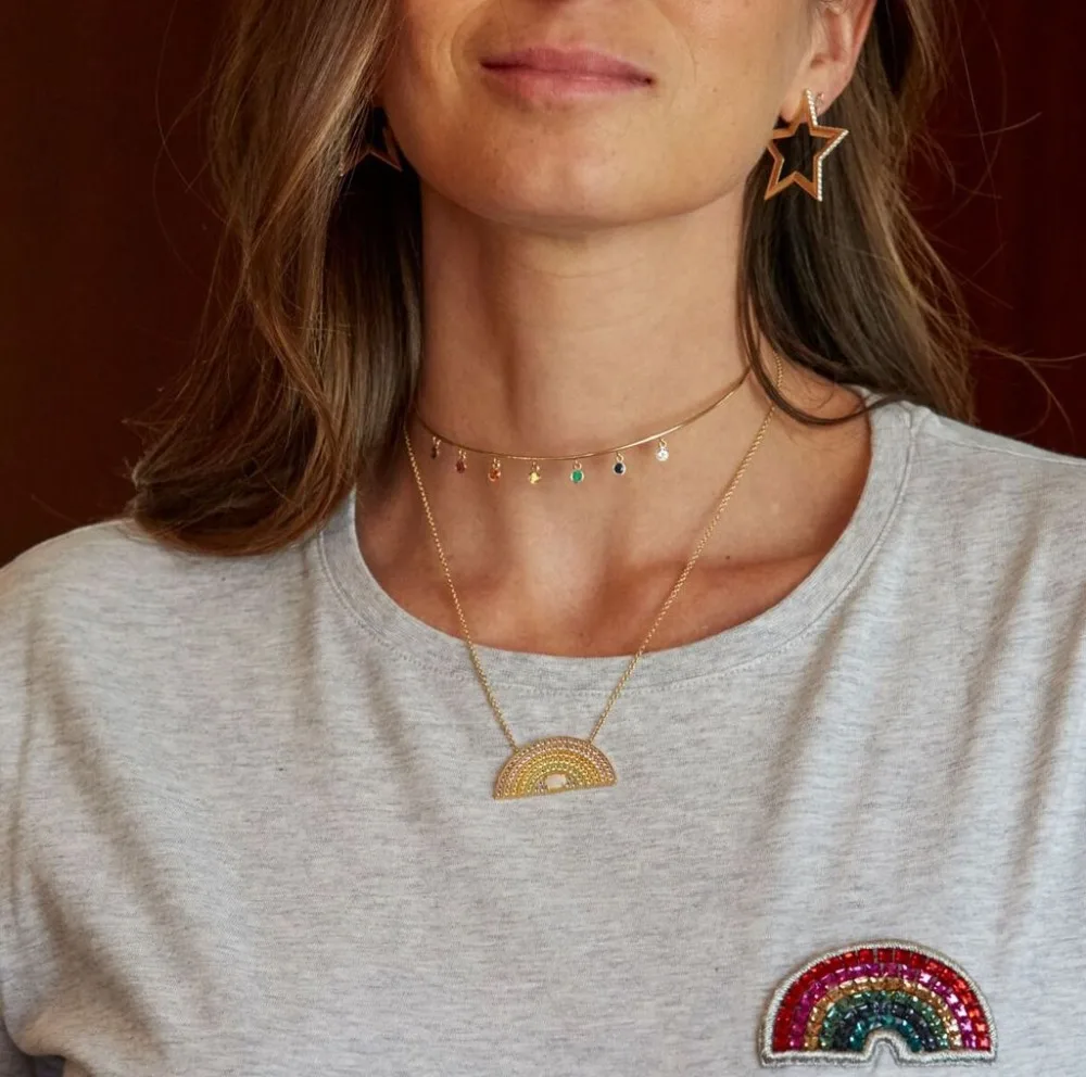 2021 современные модные подвесные радужные кубические ожерелья золотого цвета в