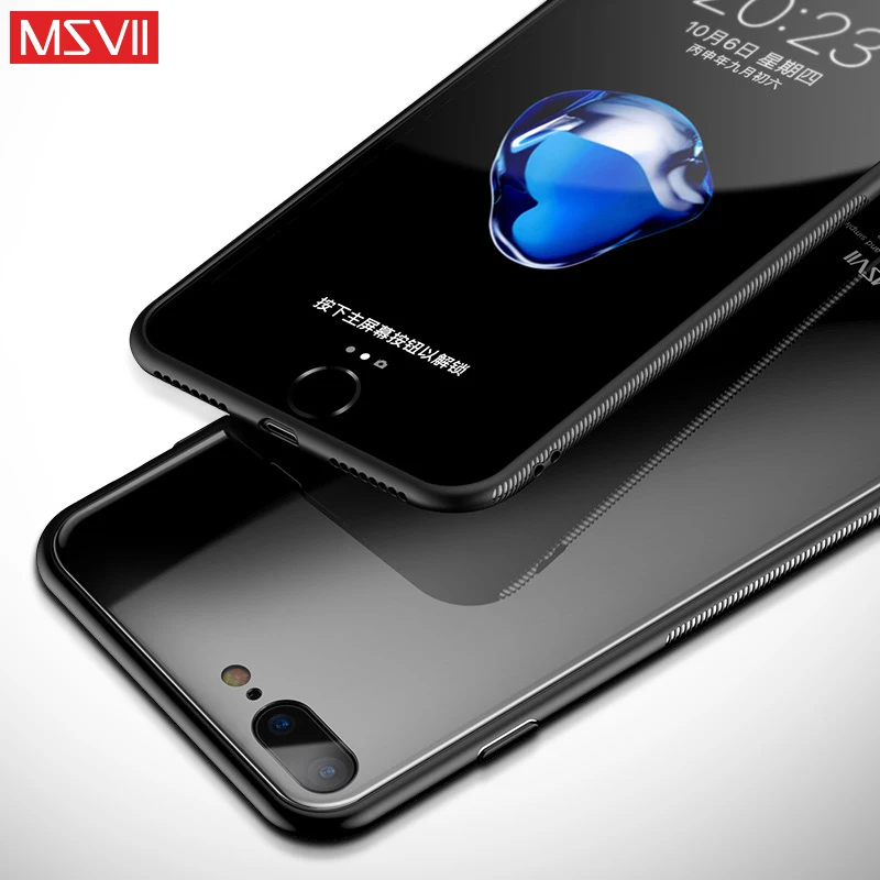 Msvii закаленное стекло чехол для iPhone 7 8 мягкий силиконовый край антидетонационный
