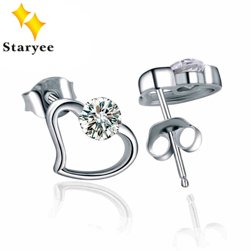 

Certified 0.5CTW 5mm Heart Shape Lab Diamond Stud Earring Real 14K Solid White Gold Moissanite Engagement Earrings For Women
