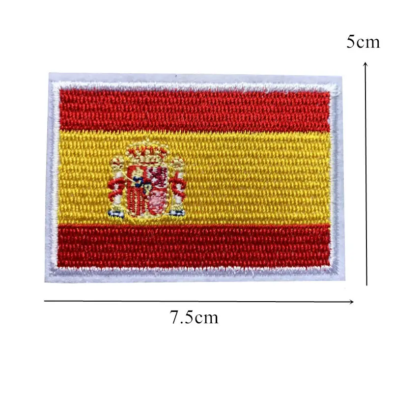 7 см вышитые нашивки с испанским флагом Пришивные железные Значки для сумки