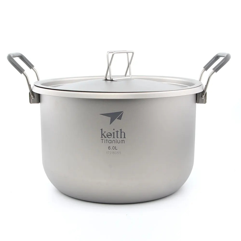 KEITH Ti8301 6L титановый горшок кастрюля кухонная посуда для дома на открытом воздухе походов пикника