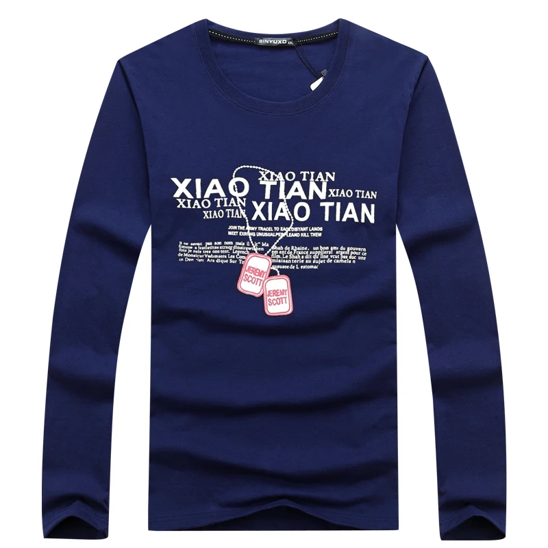 Мужская футболка с круглым вырезом BINYUXD повседневная облегающая длинными