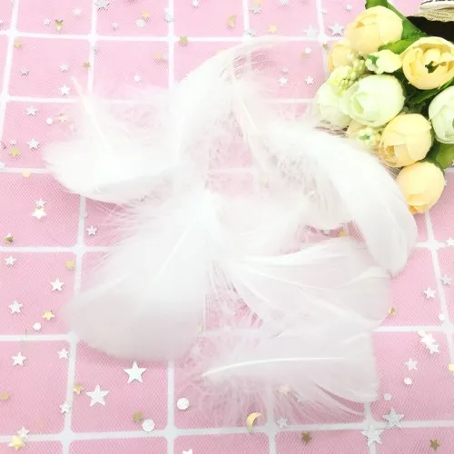 White Натуральные Цветные перья, 100 шт./лот, 4-8 см, 1-2 дюйма, маленькие плавающие гусиные перья, шлейф для рукоделия, украшения ювелирных изделий - Цвет: White