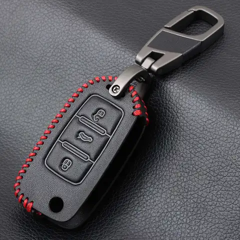 Чехол для автомобильного ключа для VW Golf Jetta Passat Polo для Skoda Yeti Superb Октавия Рапид для SEAT Leon Ibiza кожаный чехол для ключей с 3 кнопками