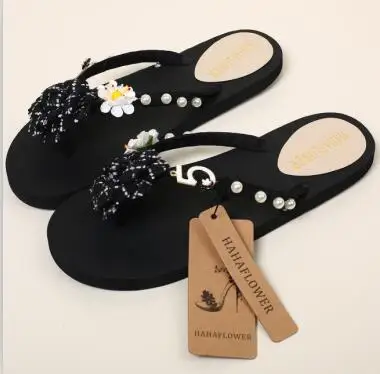 Женские тапочки HAHA FLOWER летние женские пикантные шлепанцы с камелией на плоской