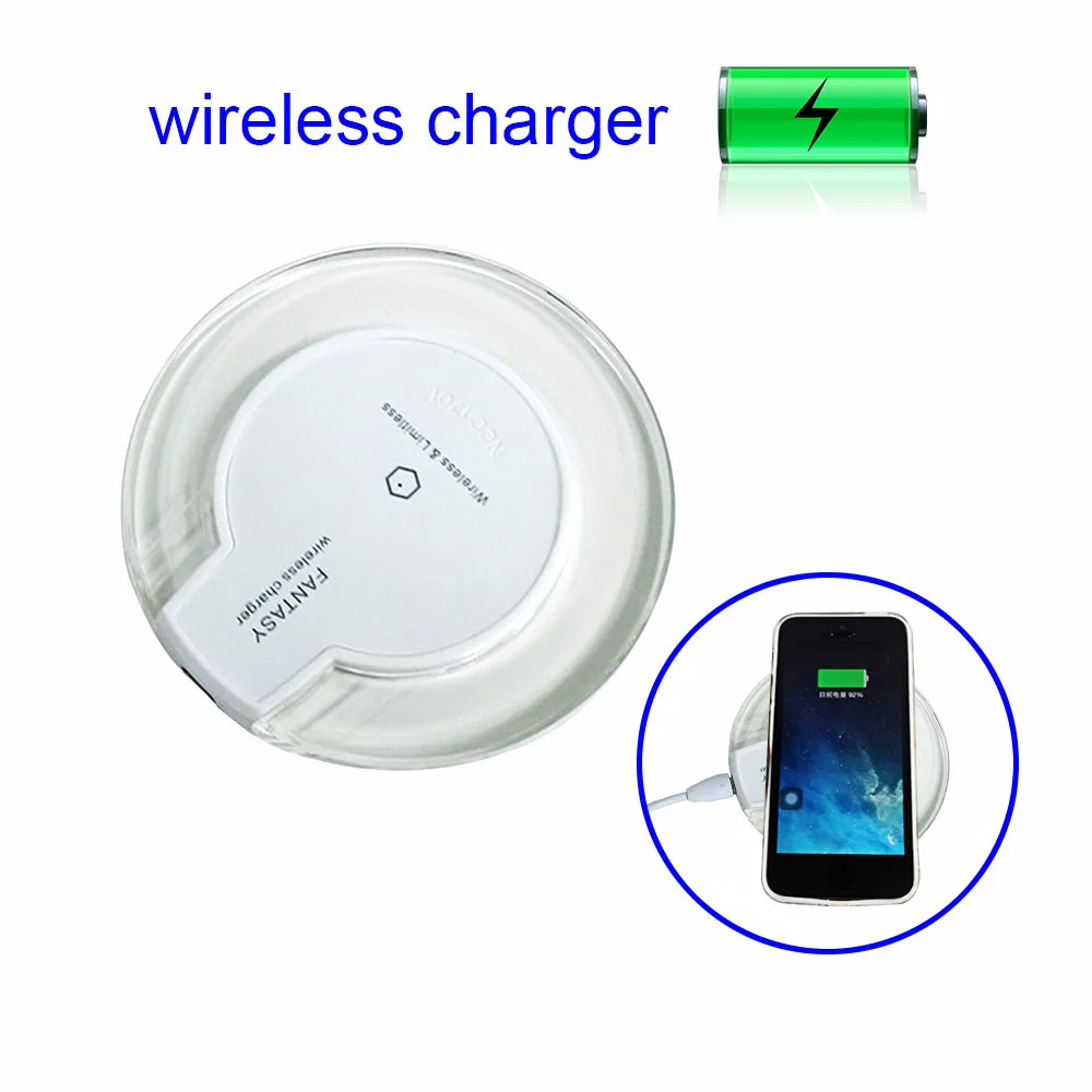 Protable Universal QI Wireless Charger High Efficiency Blue Light Charging Pad for iPhone Samsung LG Nokia HTC | Мобильные телефоны