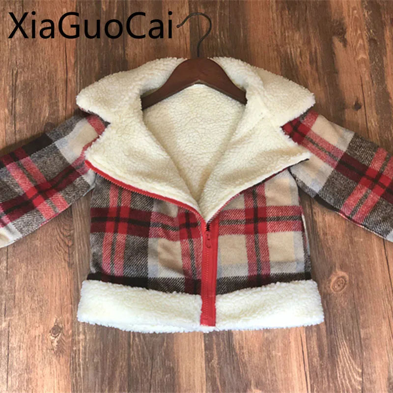 Girl Woolen Coats Lambswool Jacket 2018 Autumn and Winter Outerwear New Fashion Korean Diagonal Zipper | Детская одежда и обувь