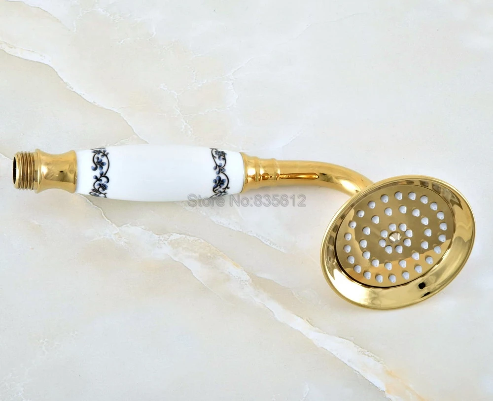 Telephone Style Ceramics Hand Held Bathroom Shower Head / Golden Brass Finish Handheld Accessory thh051 | Обустройство дома