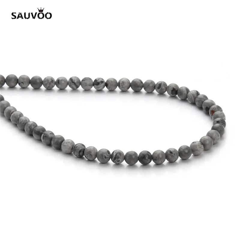 Бусины SAUVOO круглые черные из натурального камня Пикассо незакрепленные бусины