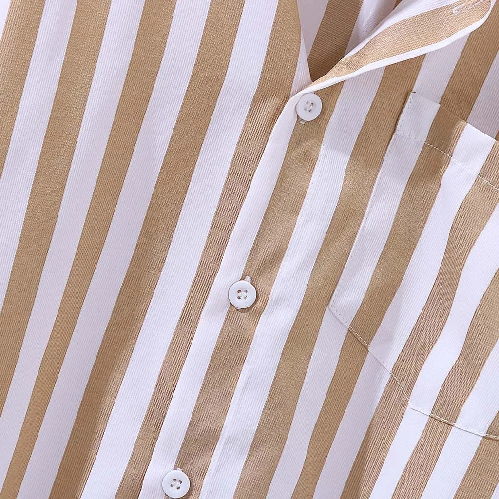 Летняя мужская рубашка chemise, свободные рубашки с короткими рукавами, полосатая Льняная блуза с принтом и карманами, Мужская гавайская рубашка, уличная рубашка camiseta