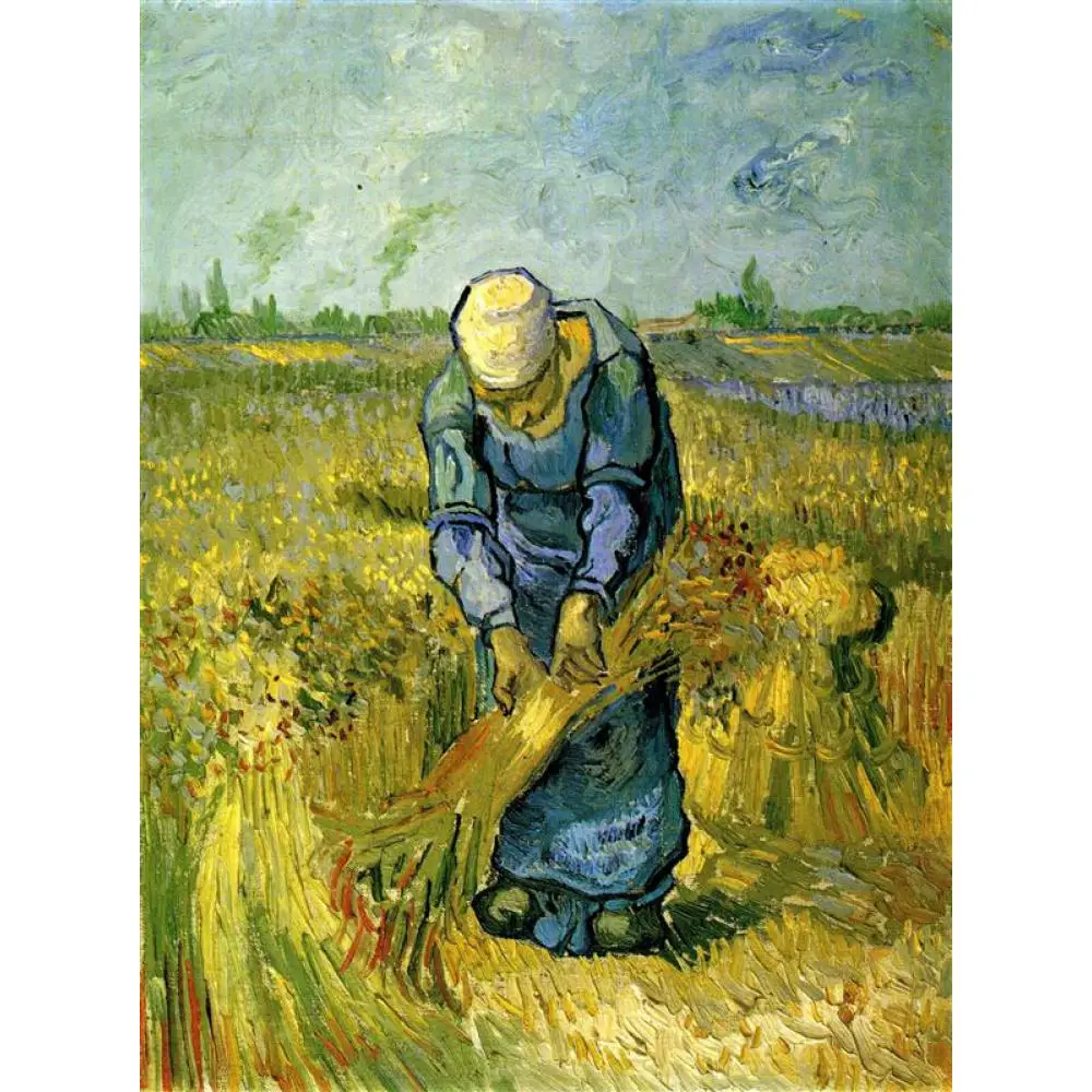 Крестьянка женщина связывающая навесы после проса Винсента Ван Гога Масляные