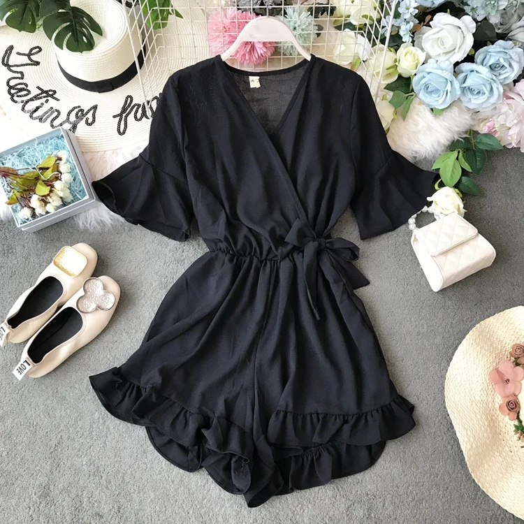 2019 новые модные женские Комбинезоны Летний морской курорт ветер v образный вырез