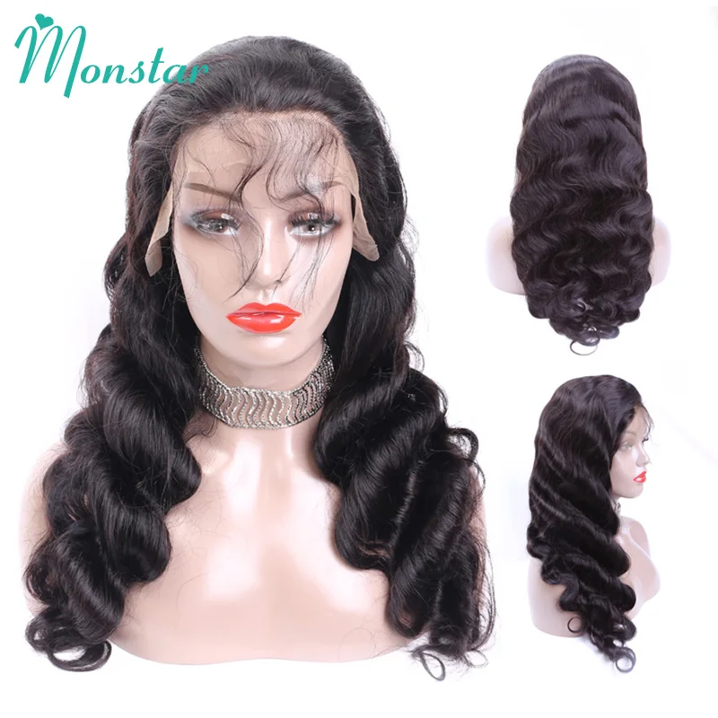 Monstar волнистые кружевные передние парики бразильские волосы Remy отбеленные узлы