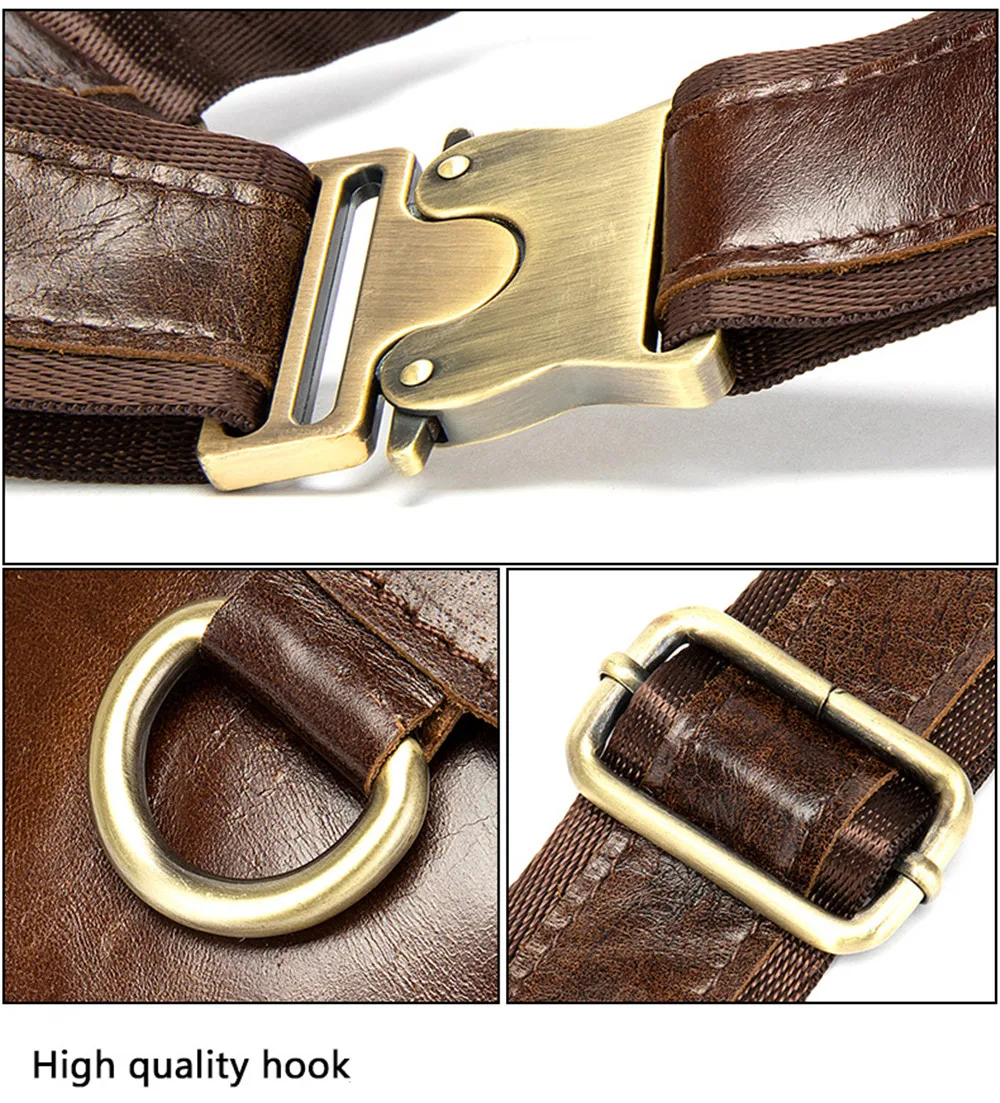 Waist Bag Men Genuine Leather Fanny Pack Fashion Belt Bum Bag Man Phone Pouch Casual Shoulder Chest Bag Mini Waist Hip Back Pack