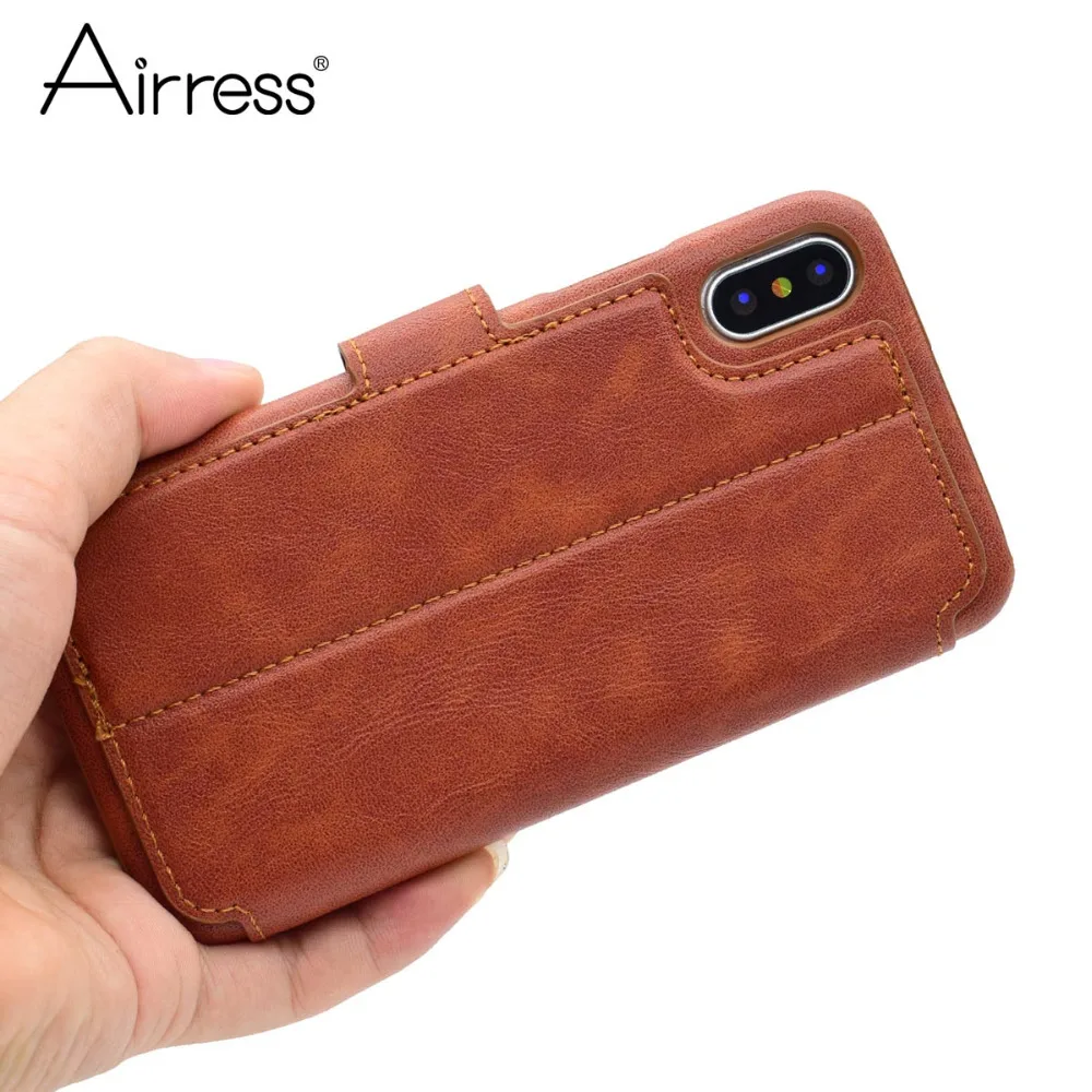Airress роскошный кожаный кошелек чехол для iPhone X 8 7 плюс 6 S слот Кредитные карты