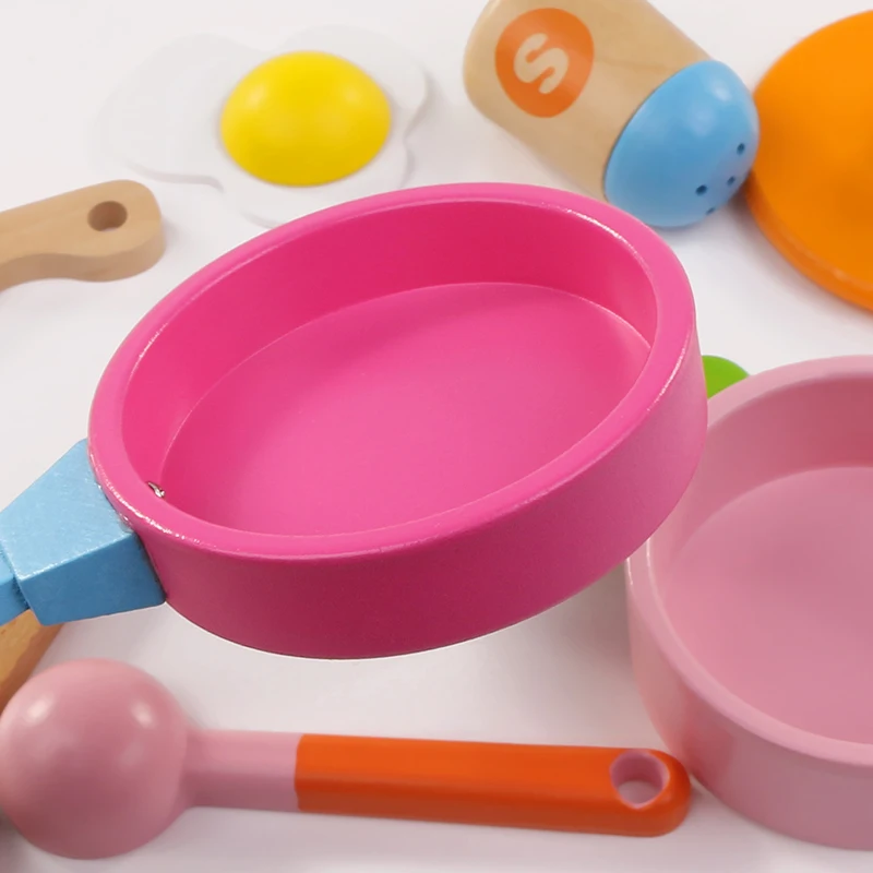 Детские 8 шт. деревянные детские Кухонные Игрушки для симуляции посуды поднос