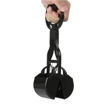 28 см ручка ходьба собака Pooper Scooper Открытый Портативный челюсть какашки зажим Тонг пикап собачка говно отходов пластик с пружиной - Цвет: black