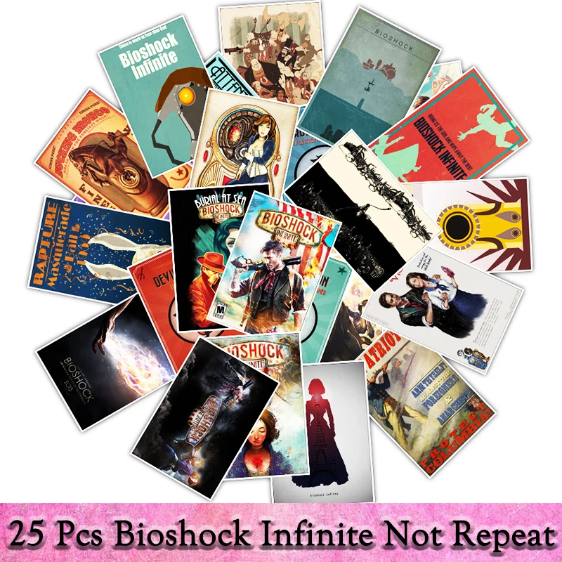 25 шт. Fight Game BioShock стикер s для багажа ноутбука игрушечные наклейки для велосипеда автомобиля мотоцикла телефона забавные каракули крутые наклейки DIY