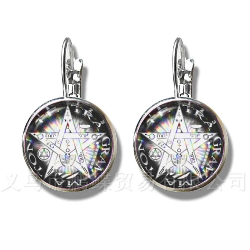 

Classic Satanic Baphomet Pentagram Earrings Gothic Silver Plated Satanism Evil Occult Pentacle Stud Earrings Jewelry Pagan Gift