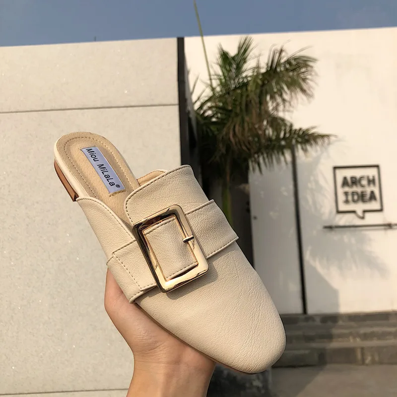 Туфли женские на низком каблуке мягкие сланцы летняя дизайнерская Уличная обувь