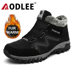 Мужские ботинки на меху AODLEE, теплые зимние кроссовки, рабочая обувь, модные ботильоны, размер 46, для пары
