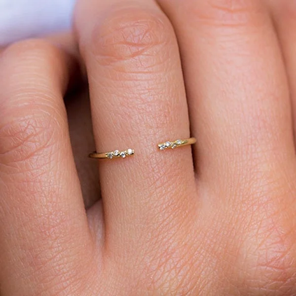 Минималистичный стиль универсальное 18k Золотое кольцо с шипами стекируемые