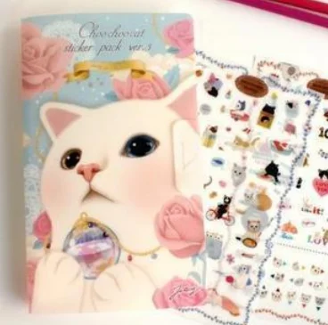 

Free shipping 2sets/lot cartoon cute cat theme diary/Photo album/home/stationery deco sticker scrapbooking