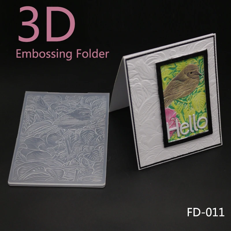 

AZSG New Arrival 3D Cute Bird Leaves Embossing Plates Design DIY Paper Cutting Dies Scrapbooking Plastic Embossing Folder