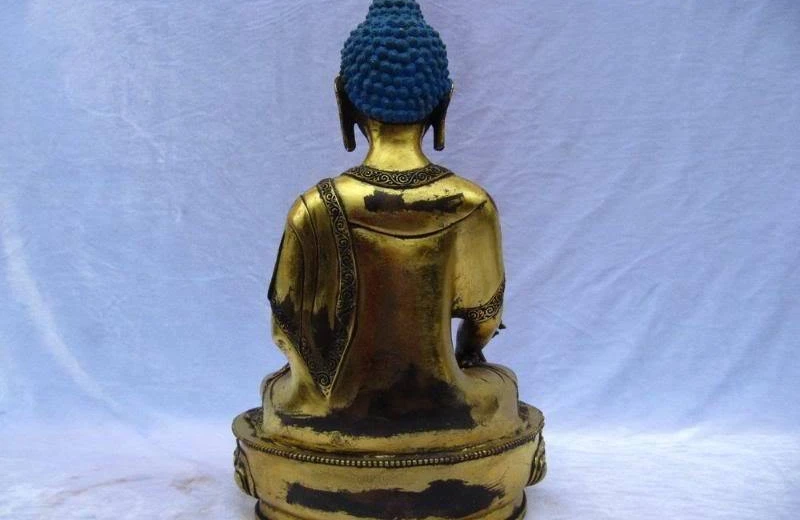 13 непальская Будда Шакьямуни Статуя медная бронзовая позолота сидя статуя Будды