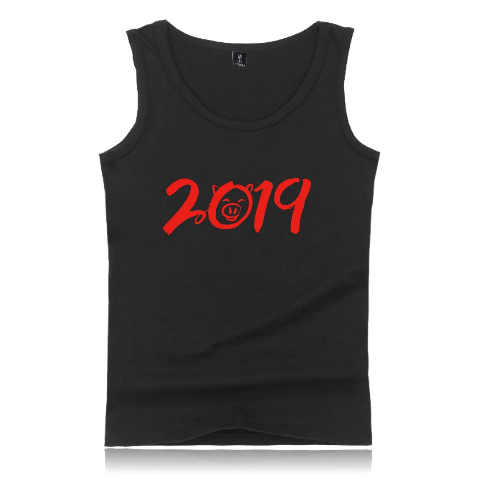 2019 Year Of The Pig Tank Shirt Men Women Funny Sleeveness Tops Print Hip Hop Youngs Summer Clothing | Мужская одежда