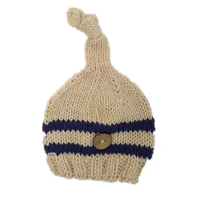 Newborn Baby Photography Props Infant Knit Crochet Costume Blue Striped Soft Outfits Elf Button Beanie+Pants |