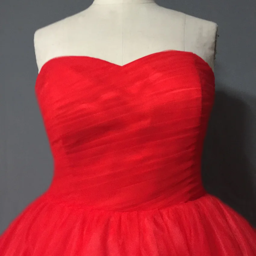 Реальное изображение Высокое качество Горячий красный бальное платье на