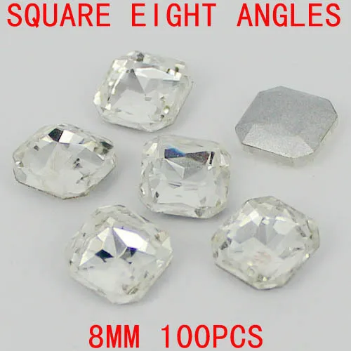 Квадратные с 8 углами хрустальные камни серебро фольга Точка Назад Свободные